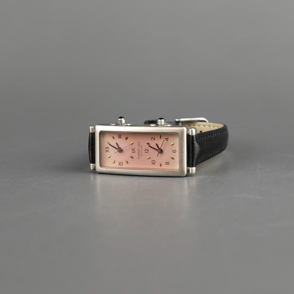 TOMMY BASIC Two dial leather watch (pink)