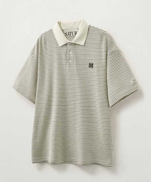 스트라이프 칼라 반팔 티셔츠 아이보리