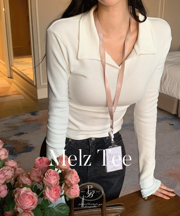 퍼빗 [출근룩1등/허리재창조핏][P.B MADE] 멜즈 셔링 세미크롭 피케이 카라 긴팔티 (긴팔ver.) - 5color