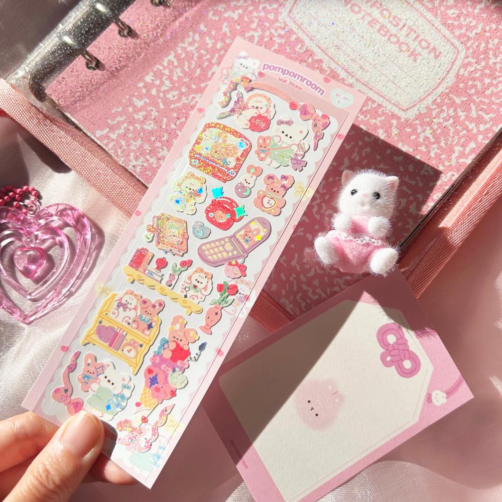 폼폼룸 아기토끼의 수집품 홀로그램박 씰스티커