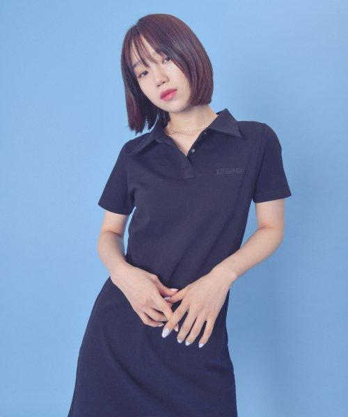 반팔 피케이 원피스 (BK)_FREE