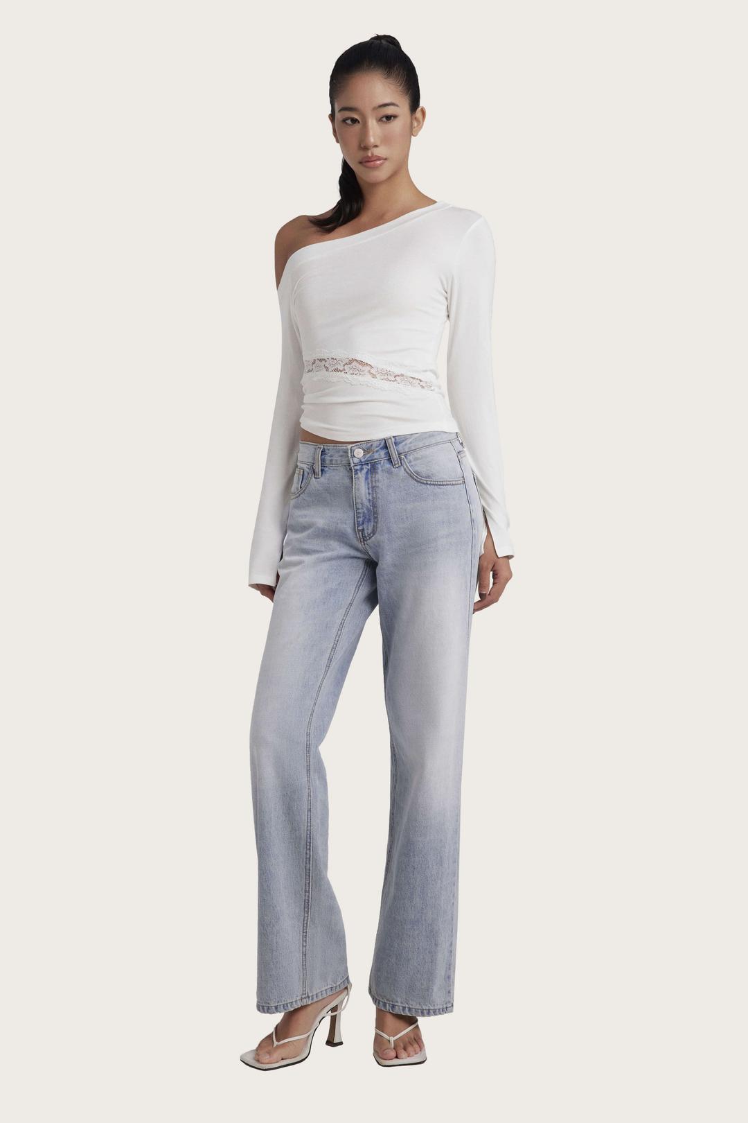 Krystal Clean Straight Low Jeans, Light Blue