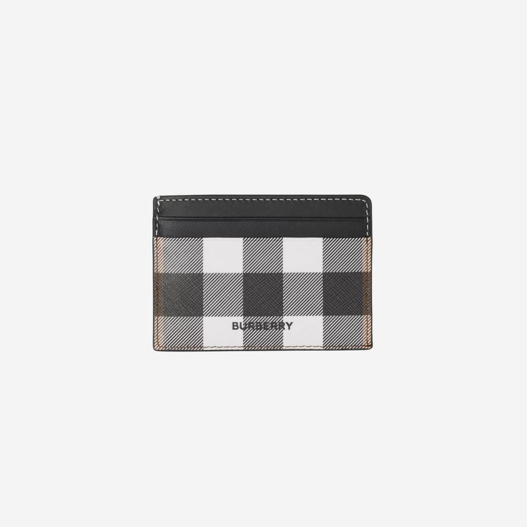Burberry Check and Leather Card Case Dark Birch Brown