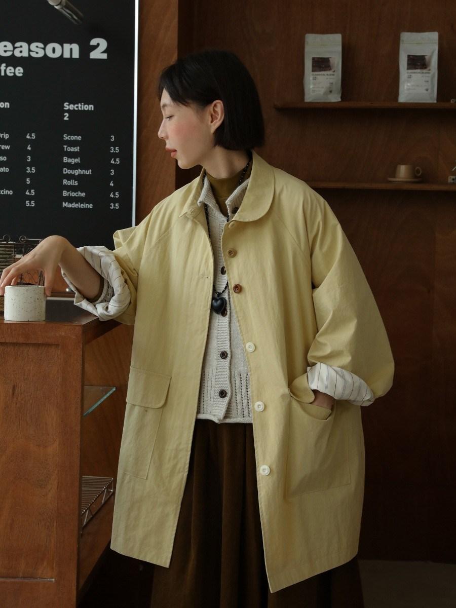 Odd maker 캐주얼 코트 복고풍 둥근카라 자켓