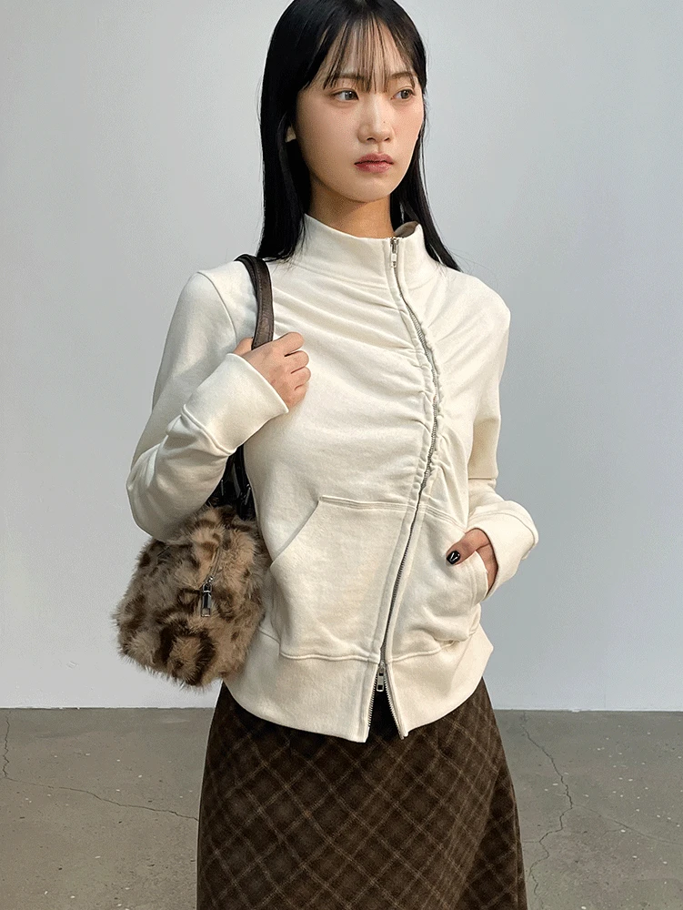 멘츠 아일렛 셔링 언발 하이넥집업