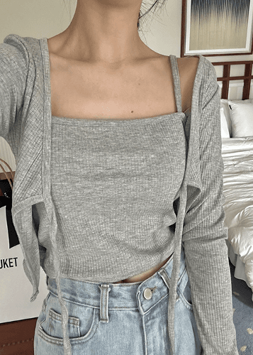 골지 나시 가디건 세트 (6color)