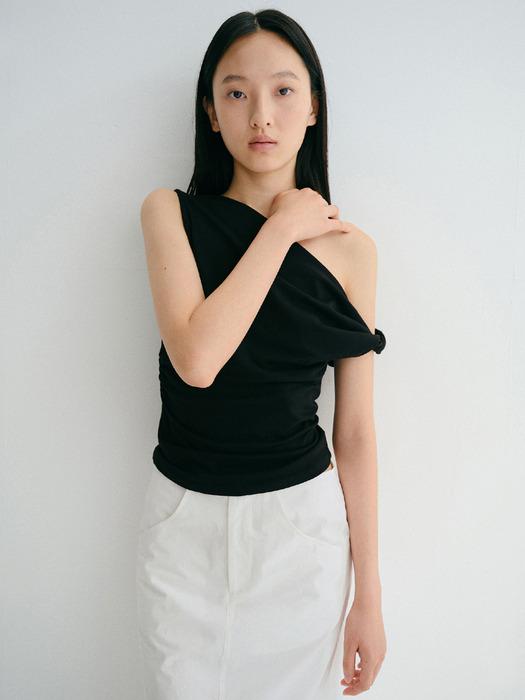 shirring unbalance sleeveless (2color)