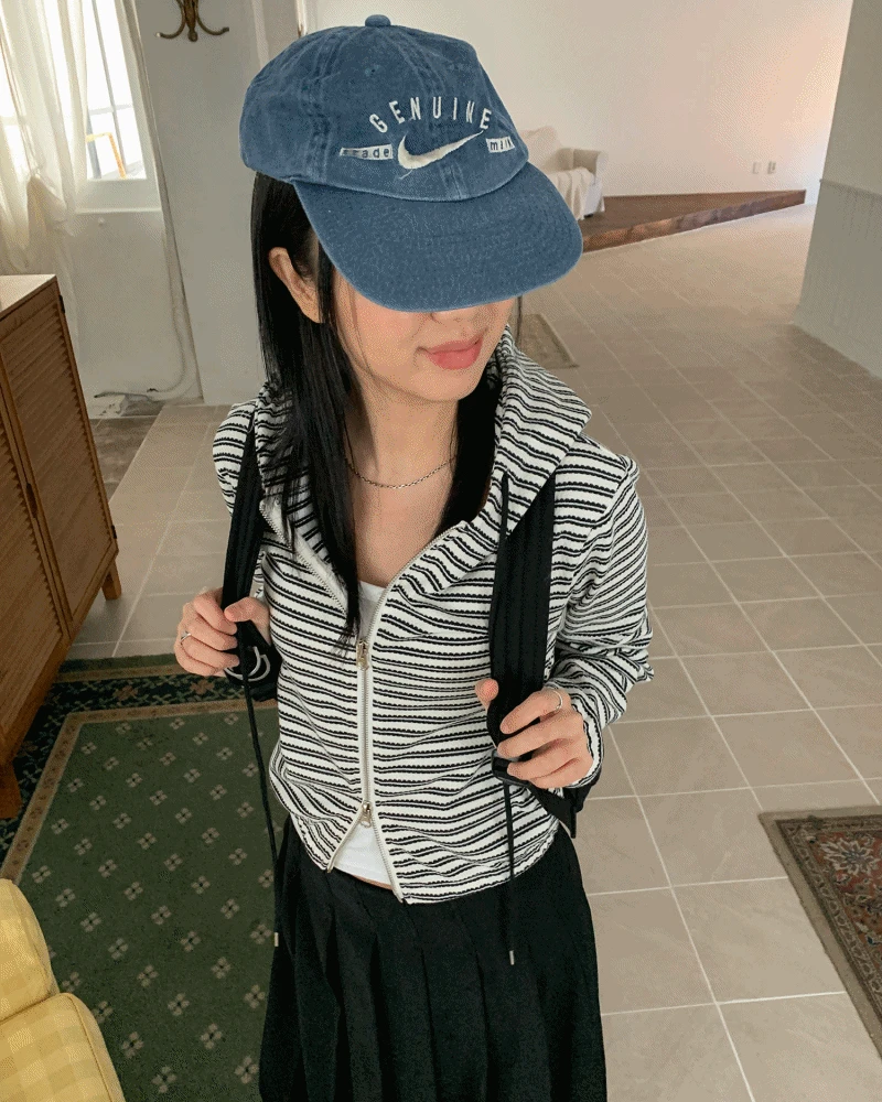 BEBE STRIPE HOOD ZIP-UP