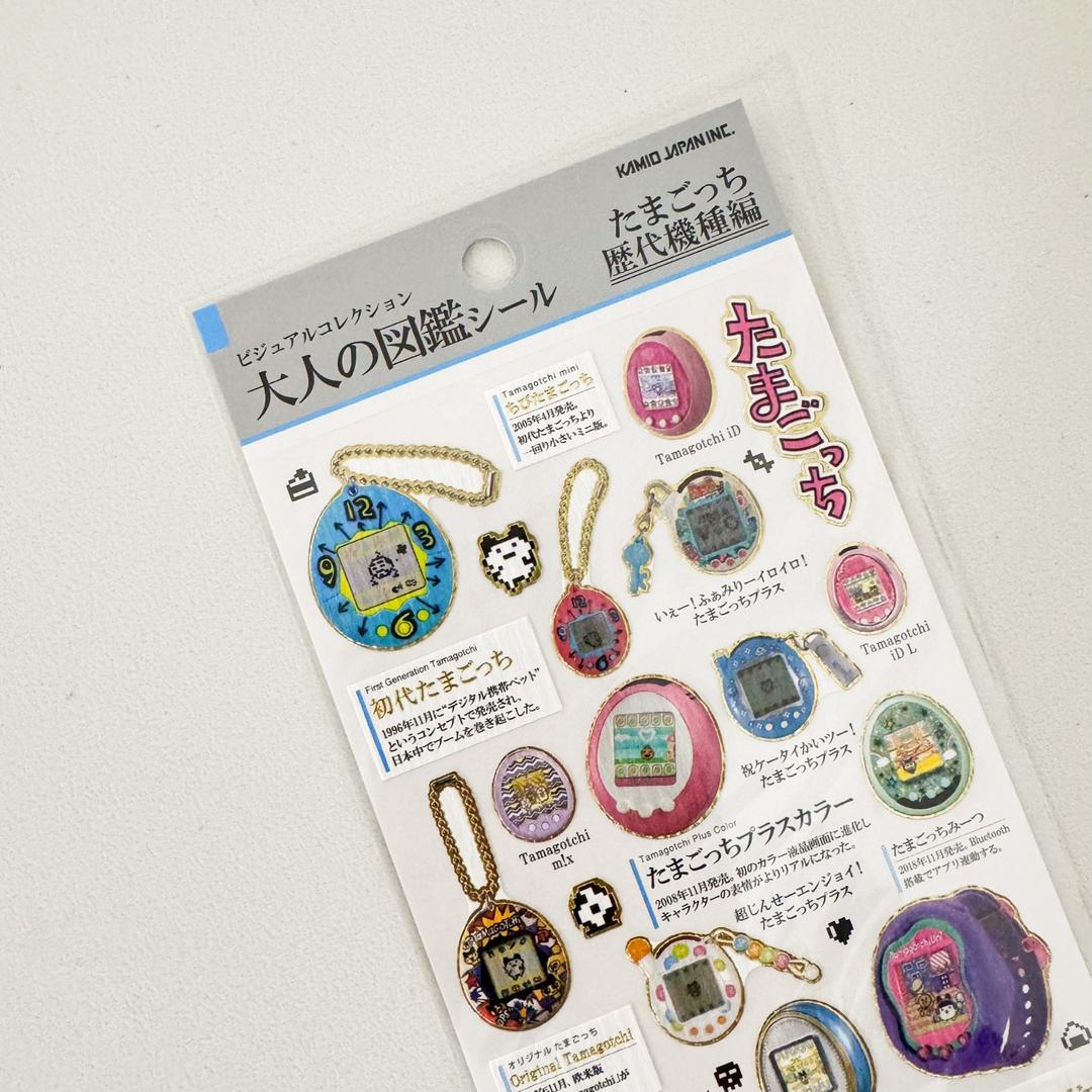 카미오재팬 어른도감 스티커 / 다마고치 역대 기종 편 218498 다이어리 다꾸 캐릭터