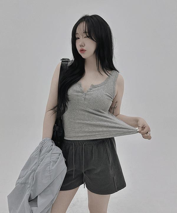 #13695 유넥 스판 레이어드 버튼 나시 : 3color