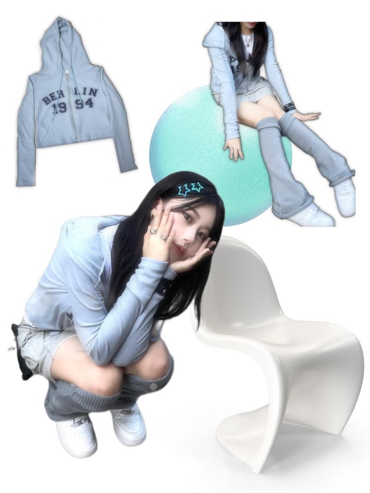 [히니츠키] y2k 와플 투웨이 크롭 후드집업