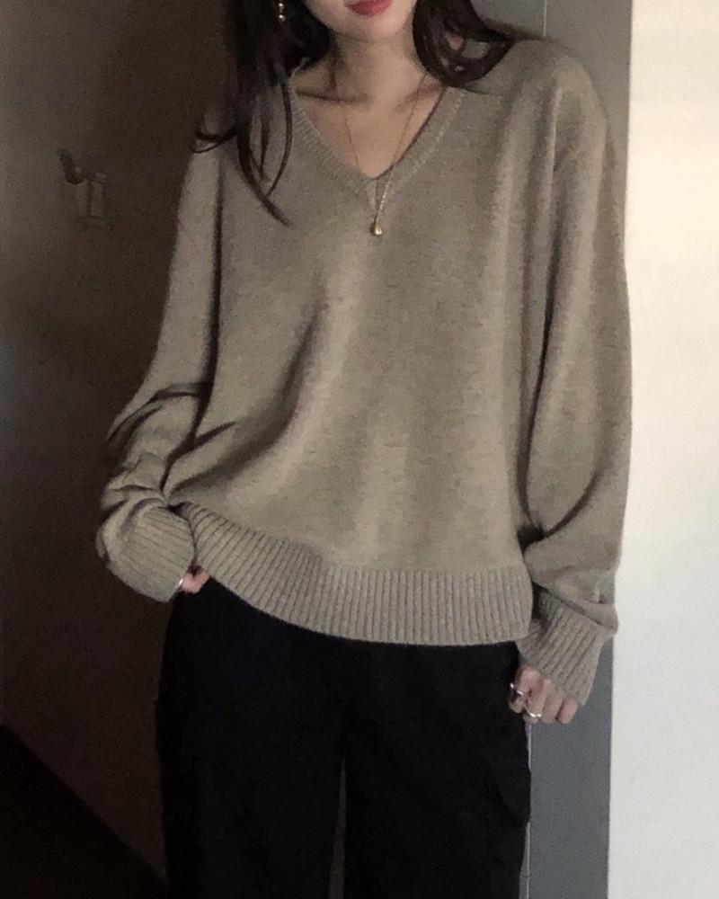 Overclassic 오버클래식 호즈 울 브이넥 니트 루즈핏 오버핏 7color