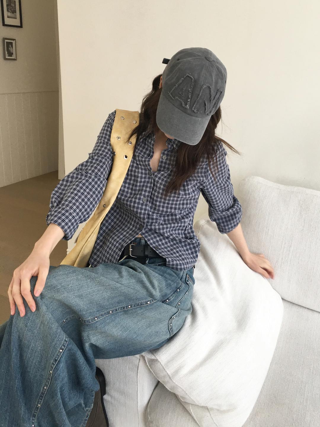 노비야카 [당일출고] Sun check shirt (navy, black)