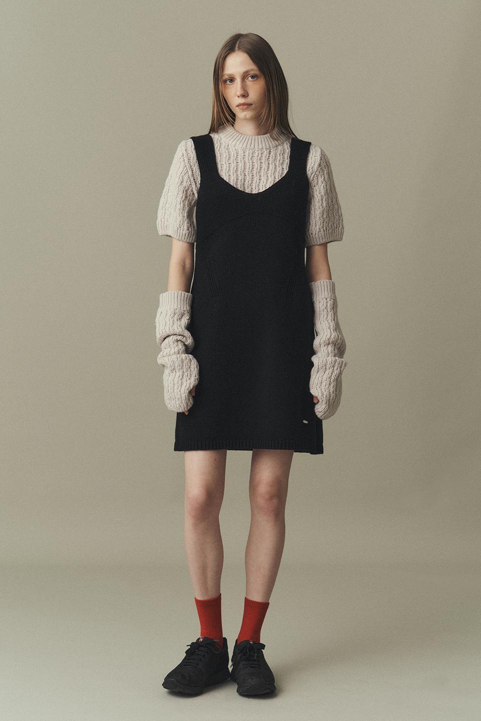 WOOL BLEND KNIT DRESS_BLACK
