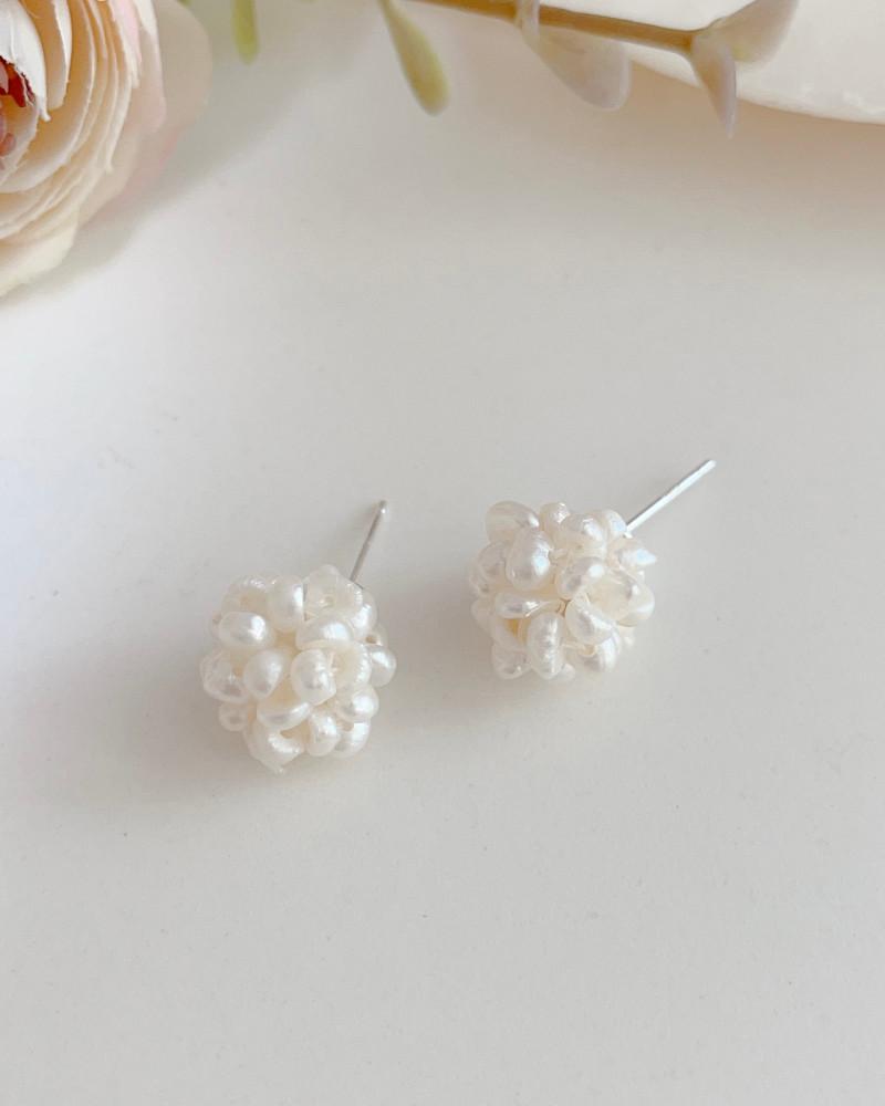 더휘 은 실버 못난이 미니 담수 진주 귀걸이