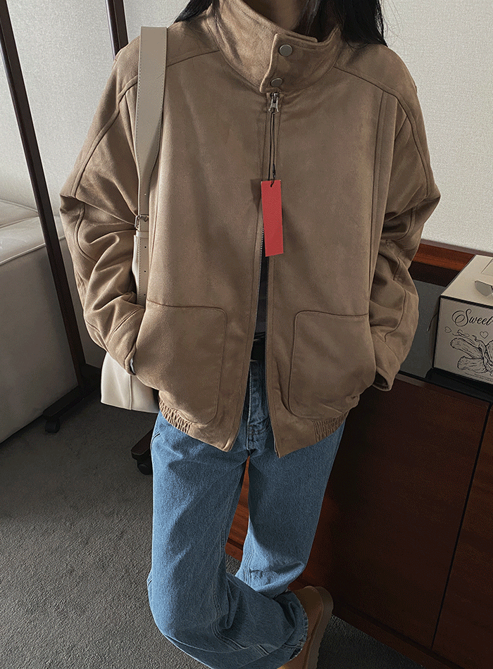 [누빔안감] 스웨이드 차이나 점퍼