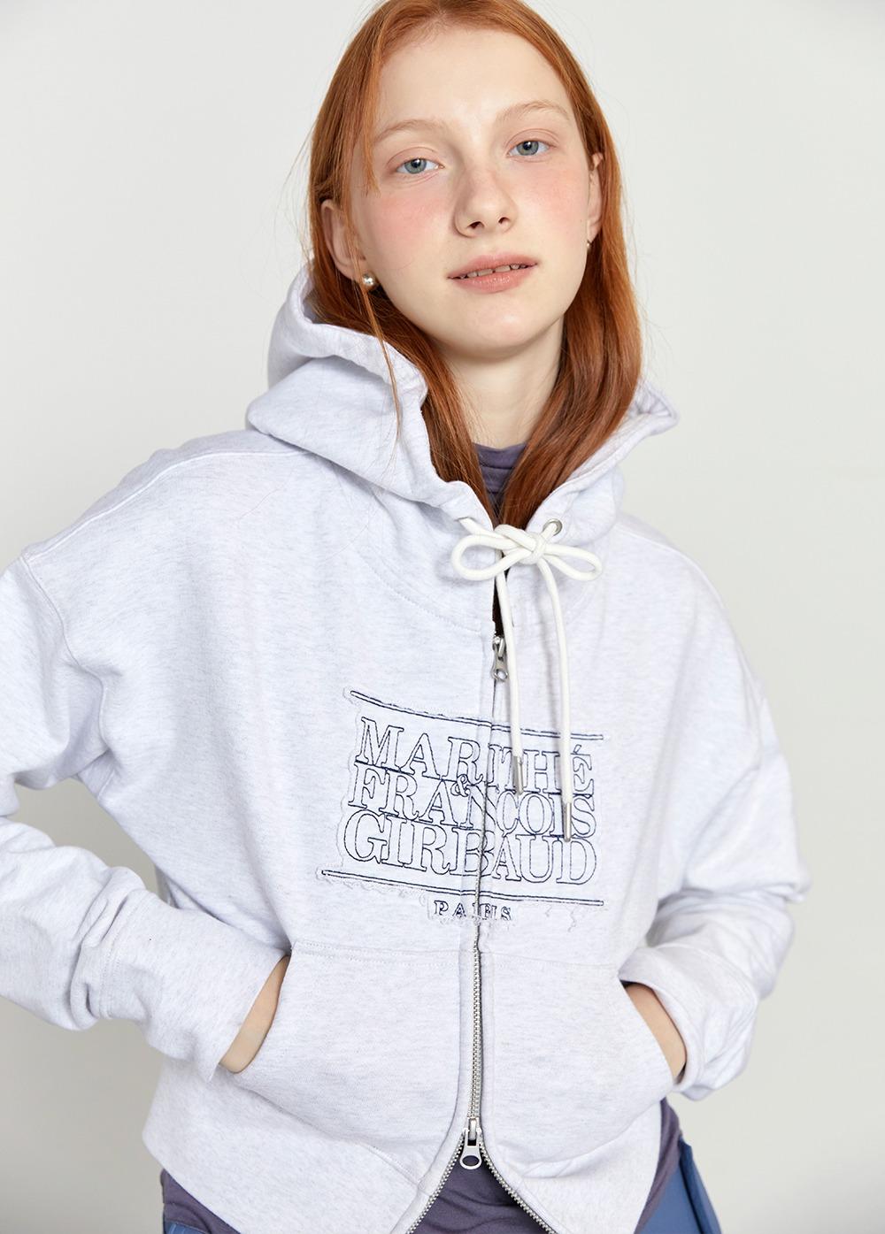 W CLASSIC LOGO CROP HOODIE ZIPUP light heather gray