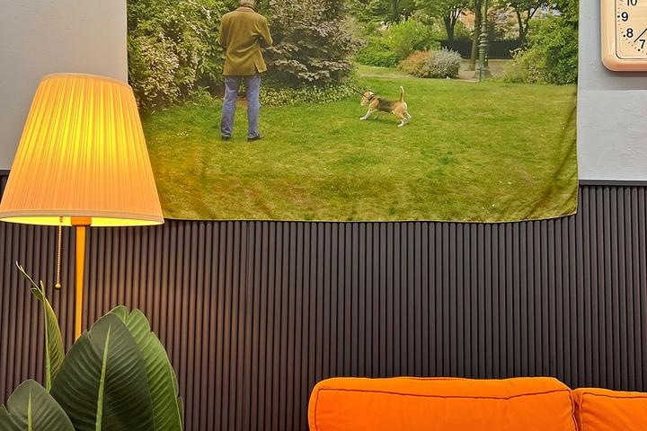 자체제작 - 유럽 시리즈 #3-4 할아버지와의 산책 90x135 쉬폰 패브릭포스터 커튼