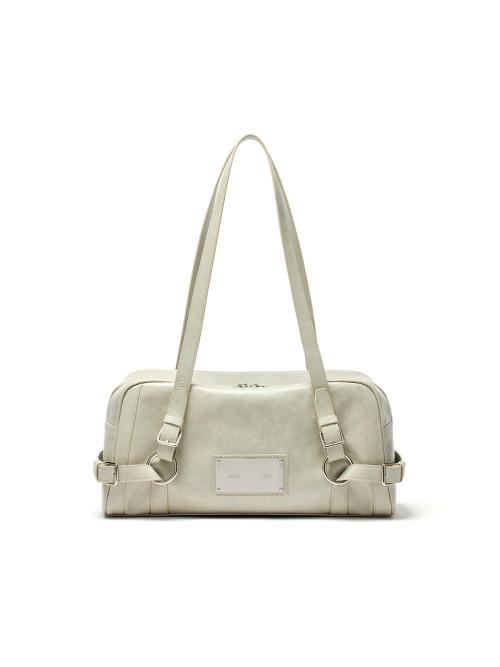 BIKER DETAIL MEDIUM SHOULDER BAG IN LIGHT GREY