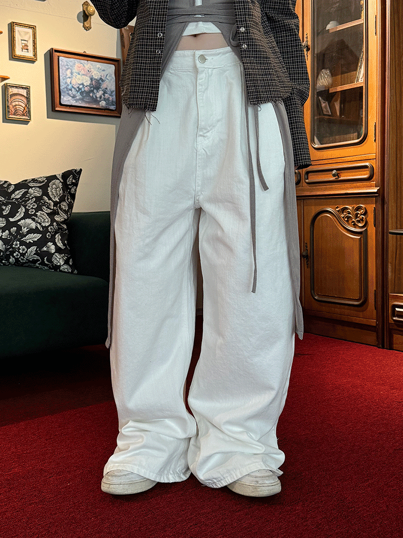 슬라브 투턱 와이드 팬츠