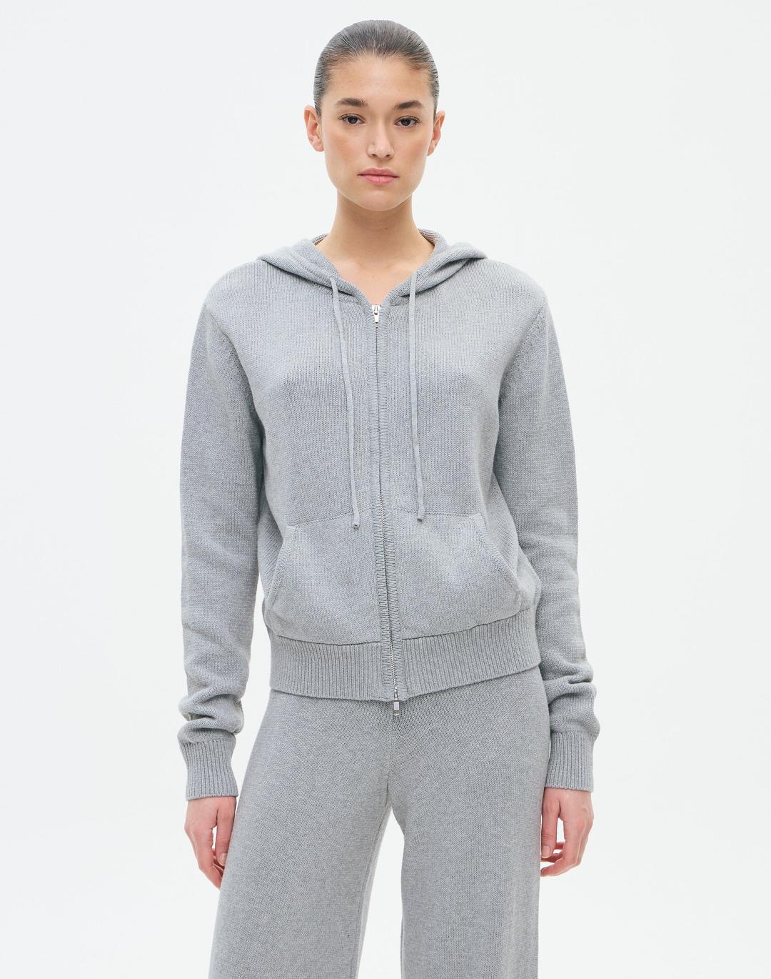 Zip Up Knit Hoodie