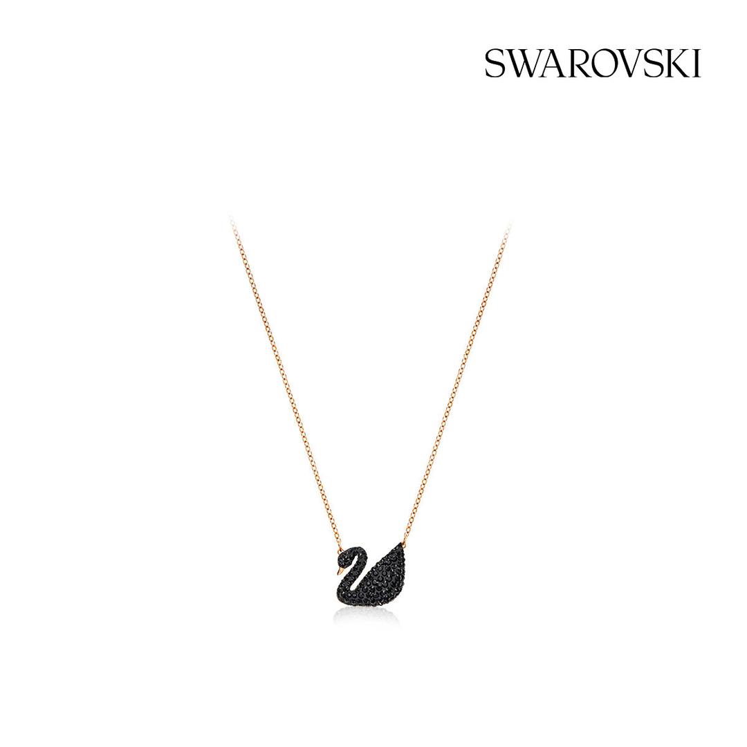 [본사정품/쇼핑백증정] Iconic Swan 로즈골드 블랙 네크리스