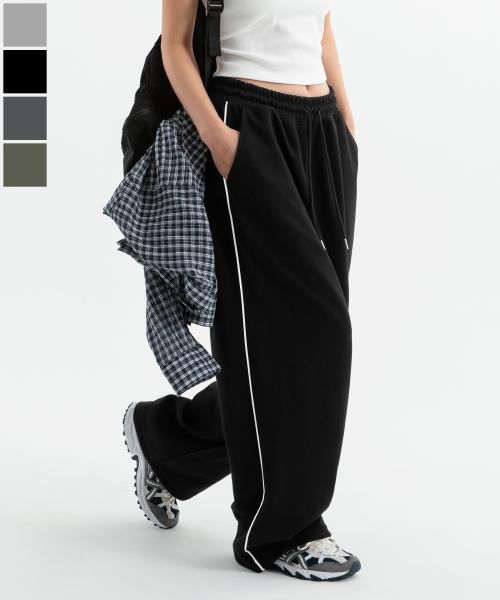 파이핑 스트링 와이드 스웨트 팬츠 ( 4Color )
