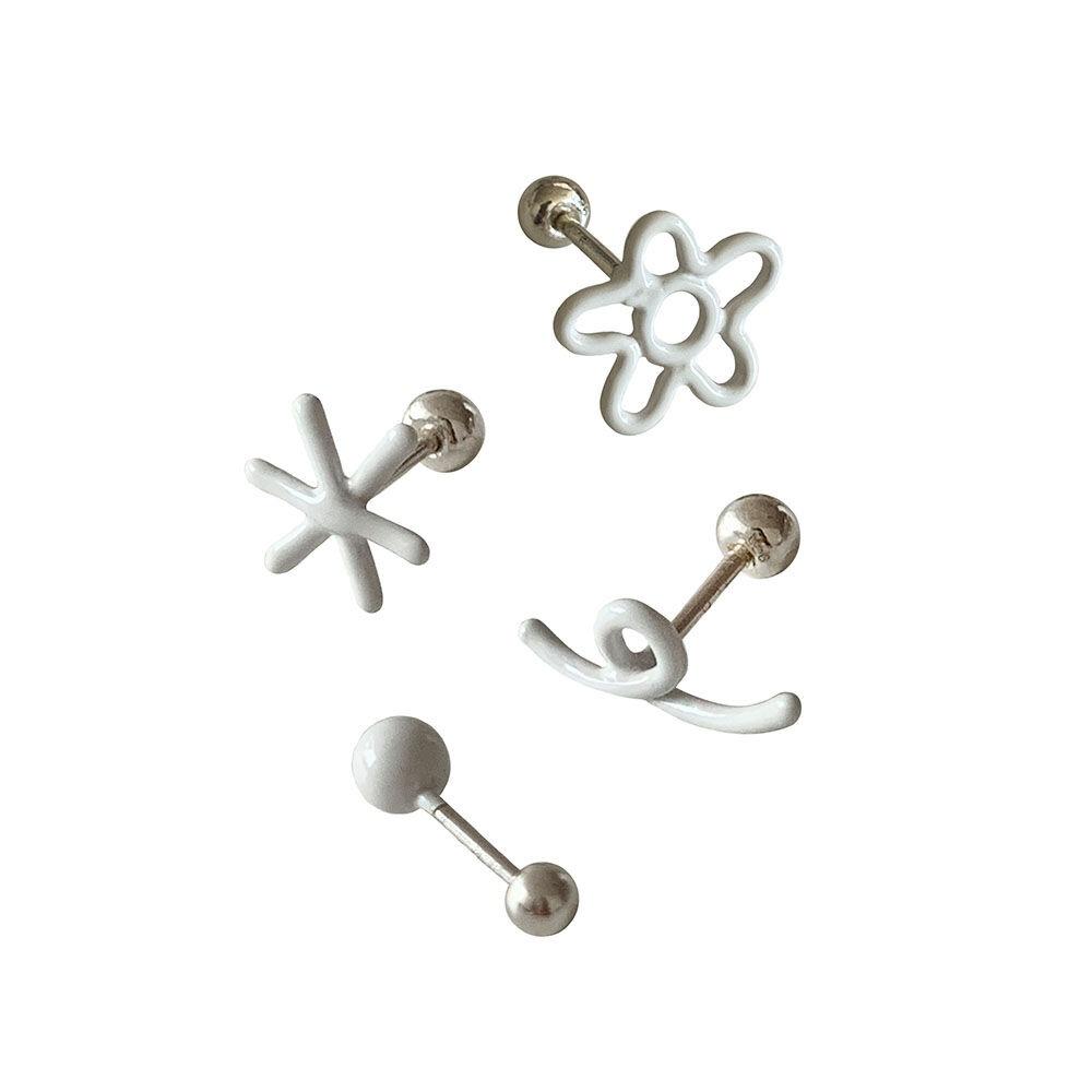 Rainbow doodle piercing (White)