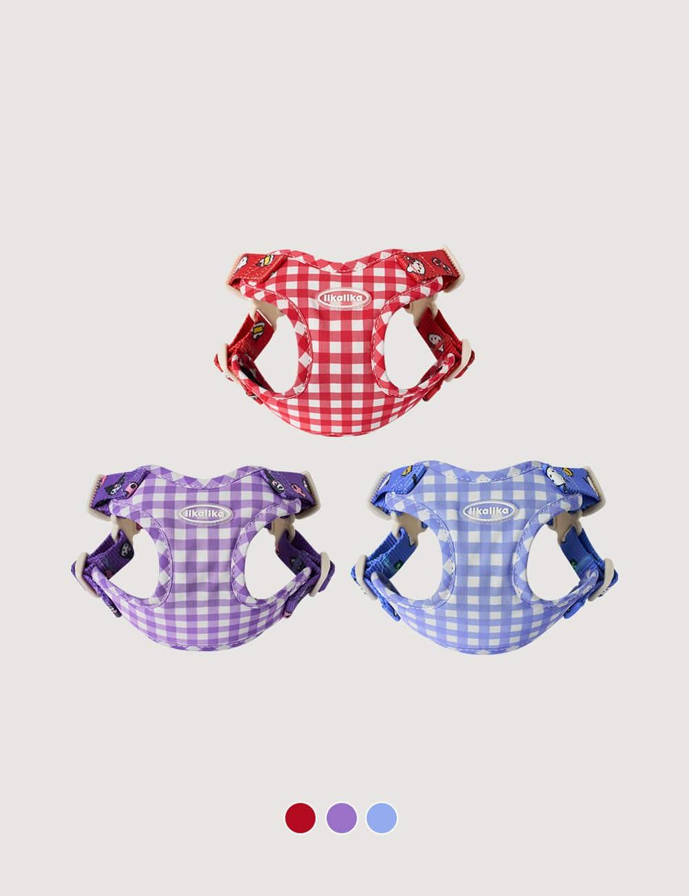 [리카리카 X 산리오캐릭터즈] 깅엄 체크 X자형 하네스 _ 3컬러