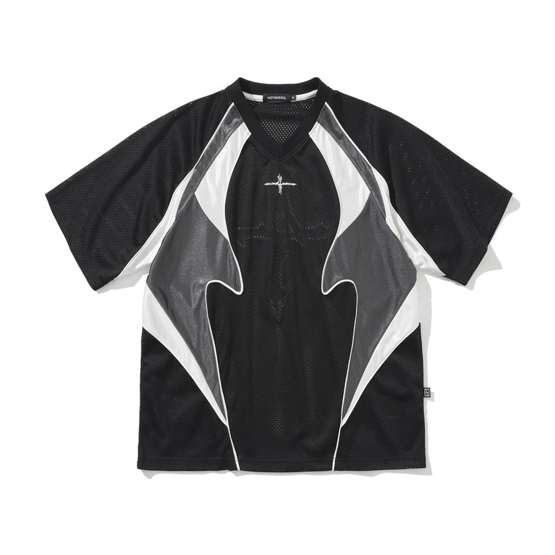 4 Symbol Colour Block Mesh T-Shirts - Black
