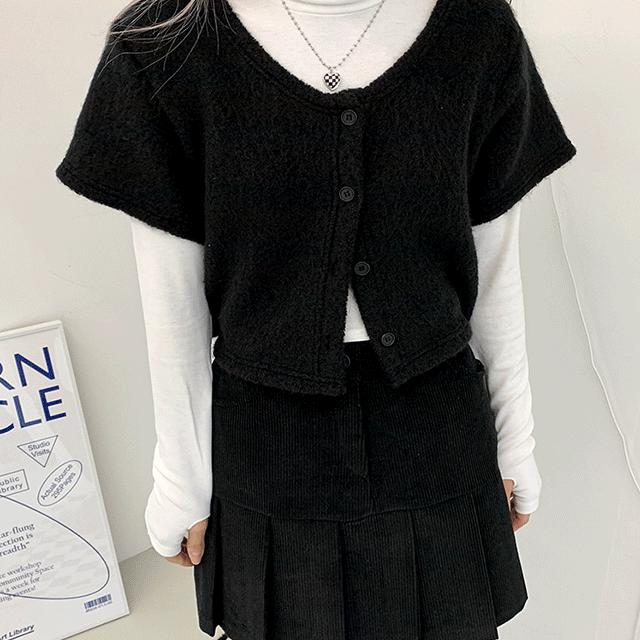 바비 브러쉬 반팔가디건