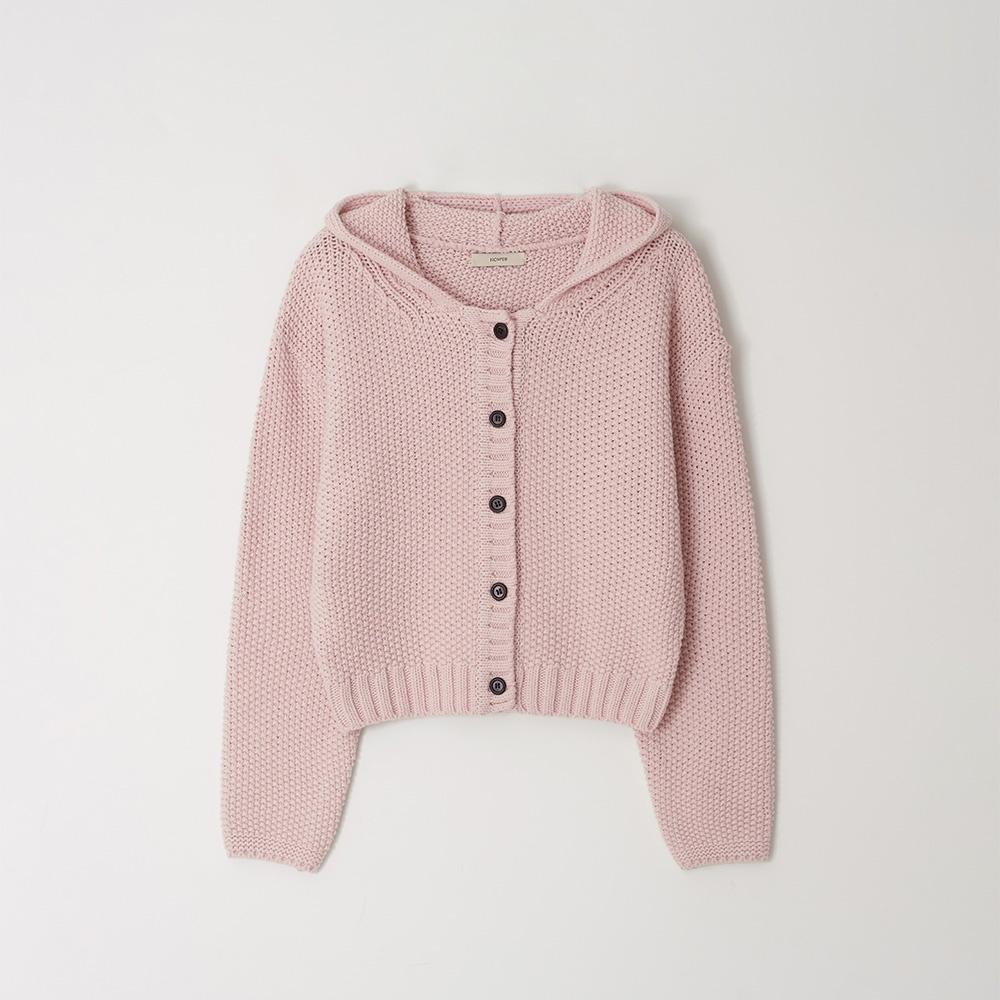 AUTUMN HOOD CARDIGAN (BABY PINK)