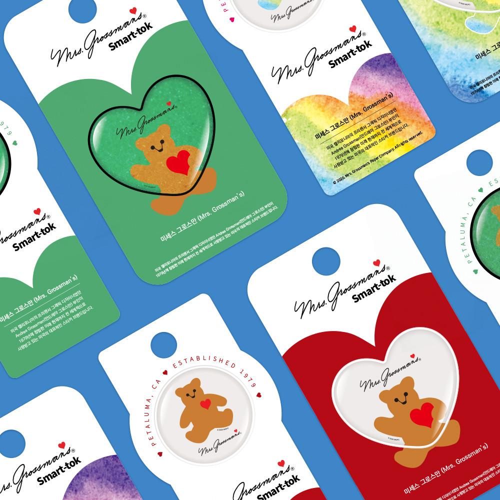 [미세스그로스만굿즈 한정판] 그로스만톡 곰돌이 스마트톡 빈티지스티커 핸드폰거치대 컨페티