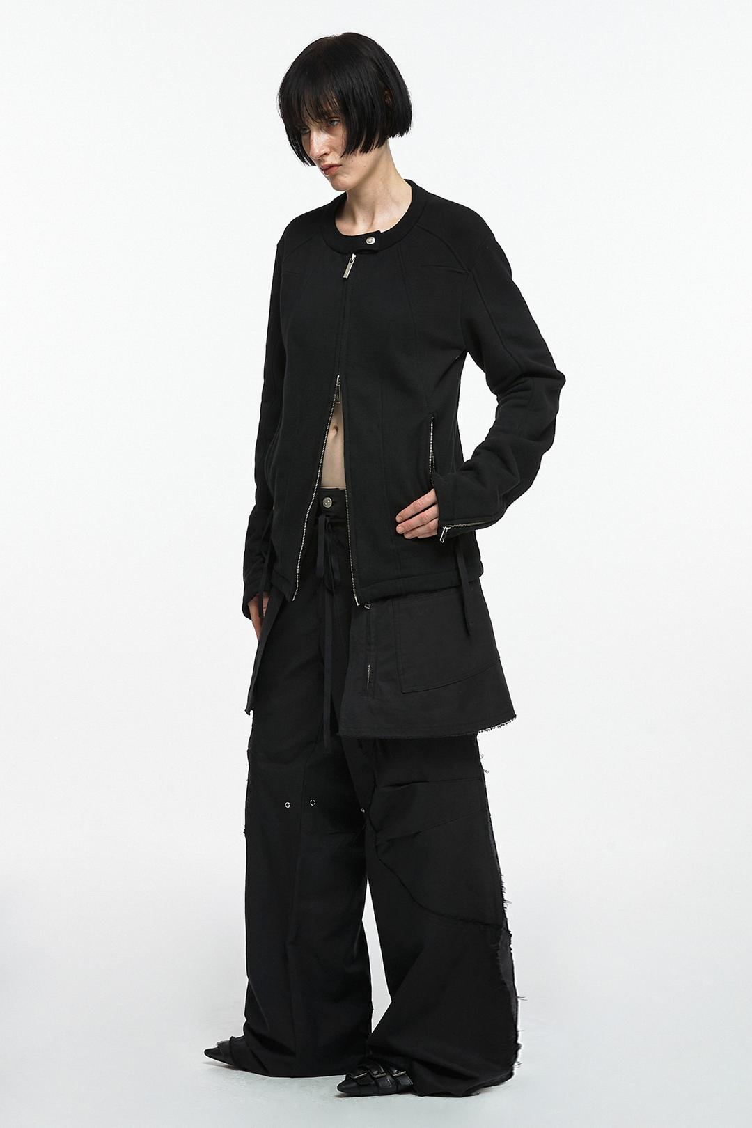 2-PIECE POCKET SKIRT PANTS (UNISEX) BLACK