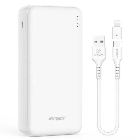 SPEEDY 슬림 듀얼 보조배터리 20000mAh 2A + C타입 케이블 + 8핀 젠더 세트 - 보조배터리 | 쿠팡