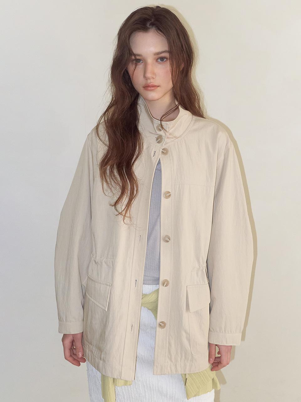 [5/8 예약배송] Drawstring Half Jacket, Light Beige