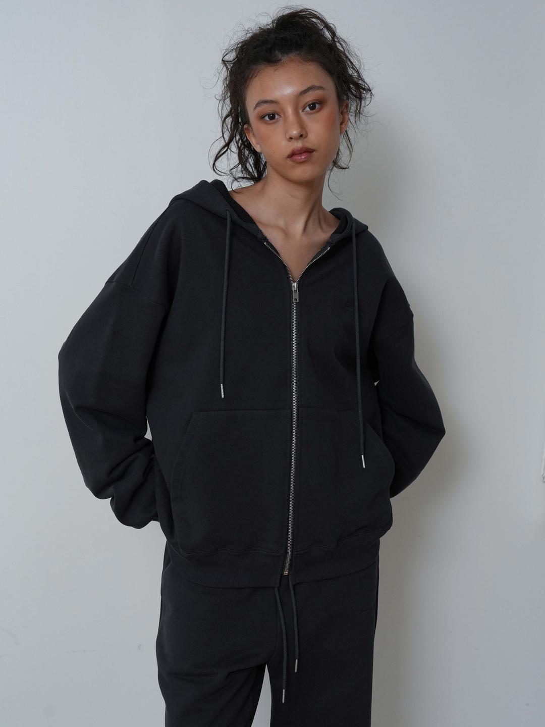 CHARCOAL ZIP-UP HOODIE