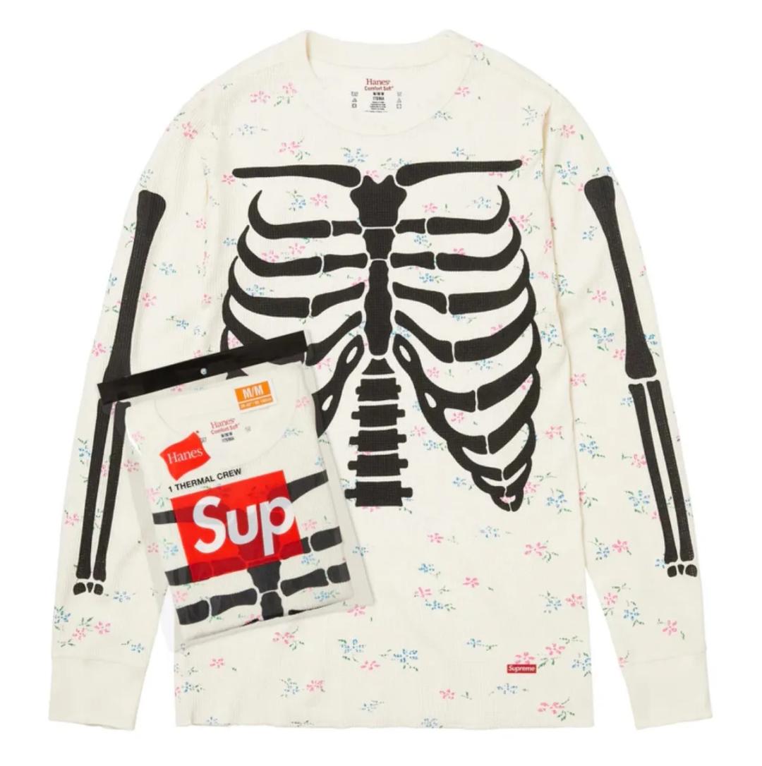 Supreme Hanes Bones Thermal Crew  Floral L