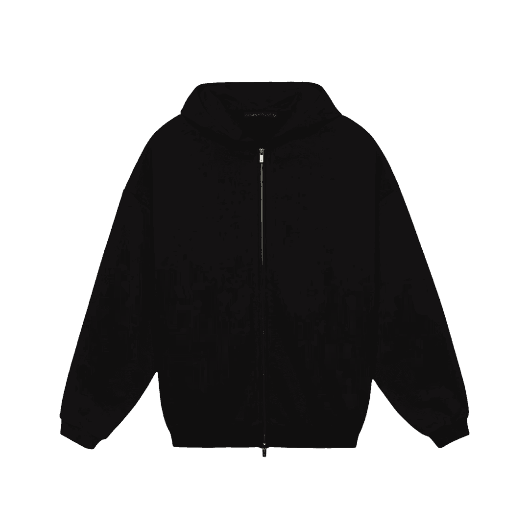 Essentials Heavy Fleece Full Zip Hoodie Black - 24FW