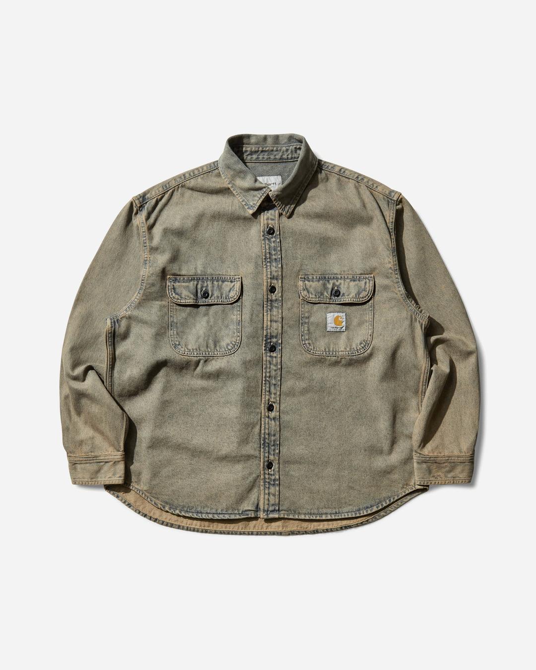 Men's Tigan Shirt Jacket Blue / Leather (Garment Dyed)