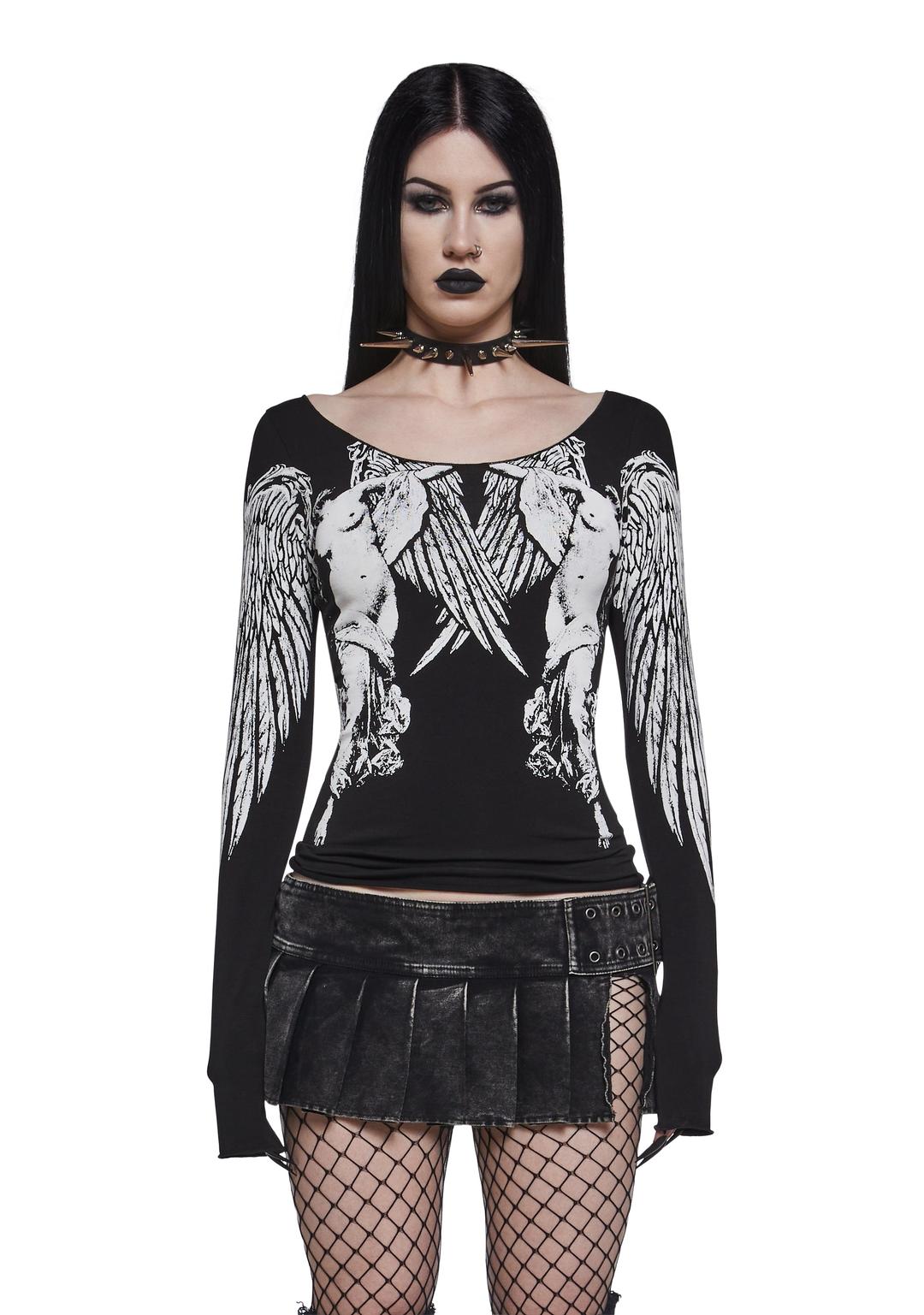 Banished From Heaven Top - GRAY / XX-SMALL