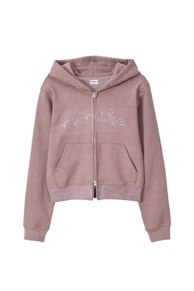 핫픽스 로고 크롭 후드집업_피그먼트 핑크