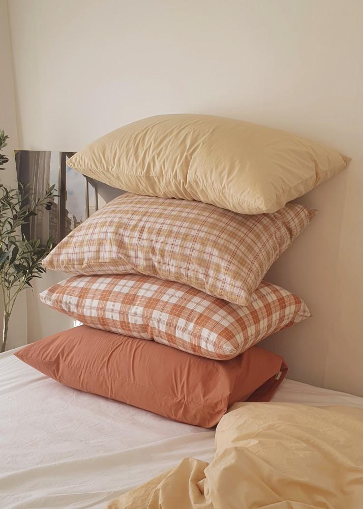 오렌지마멀레이드 체크 리본 베개커버 ( 2type )