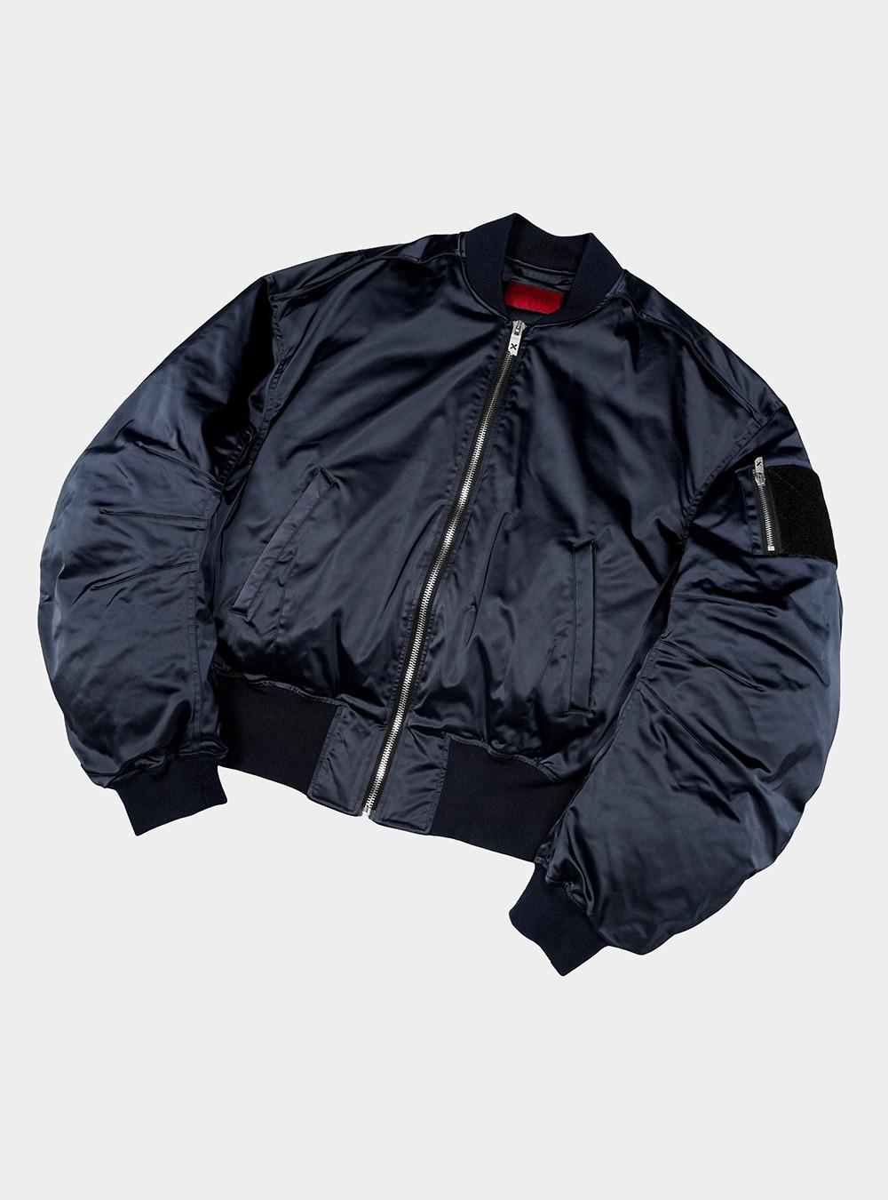 [EODUP] Deep Sea Blue Nylon Bomber Jacket