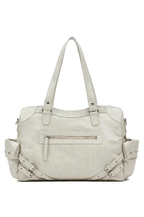 STUD POCKET BIG BAG IN ASH BEIGE