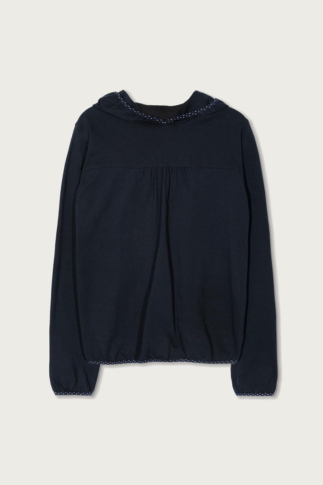 SPRING DOT HOODED TOP DARK LAKE