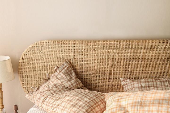 지퍼형 리본형 체크 린넨 베개커버 3컬러