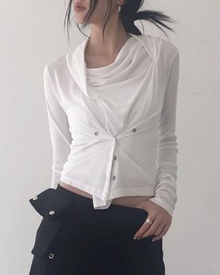 bias snap button tee (2color)