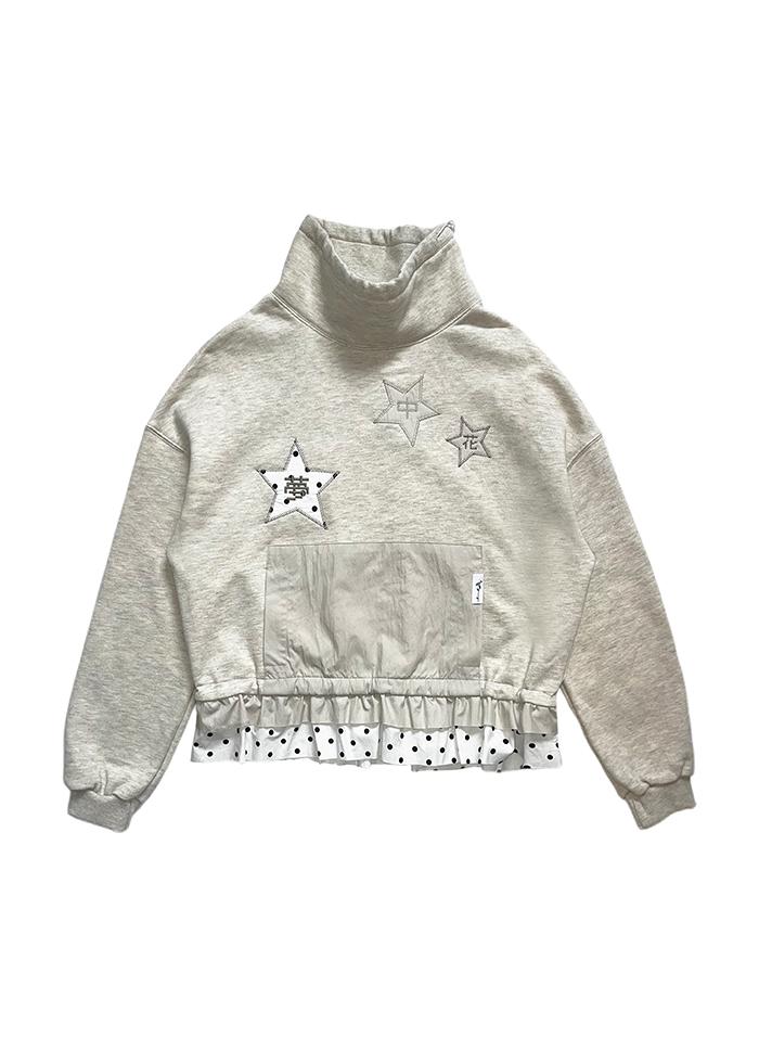 STAR PATCH HIGH NECK SWEATSHIRT OATMEAL