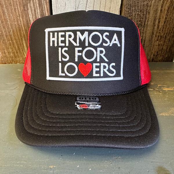 Hermosa Beach HERMOSA IS FOR LOVERS High Crown Trucker Hat - Red/Black